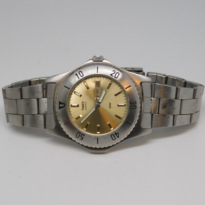 Timex Stainless Steel Case Quartz Analog Men's Watch Sz. 7 1/2'' New Battery