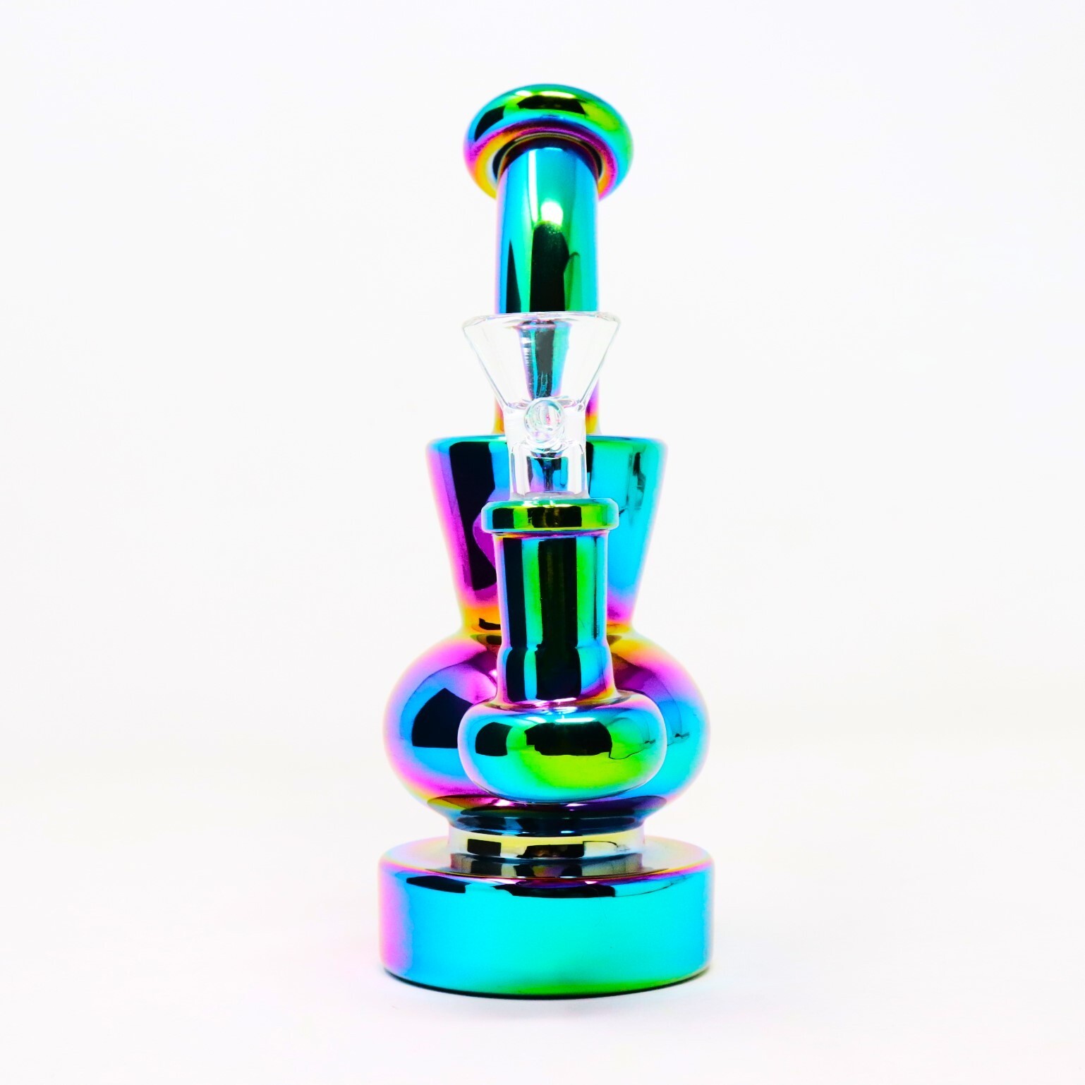 6" Hyper Chrome Metallic Compact Glass Bong Tobacco Smoking Water Pipe MB-0005