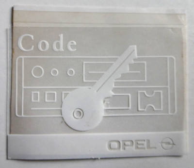 Werbe-Aufkleber Opel Key Code Autoradio Diebstahlschutz Oldtimer Security 80er