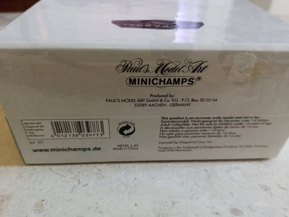 Minichamps 1/43 Chaparral 2D Win 1000 Km Nürburgring 1966 ed. lim. 9.999 pezzi - Immagine 4 di 4