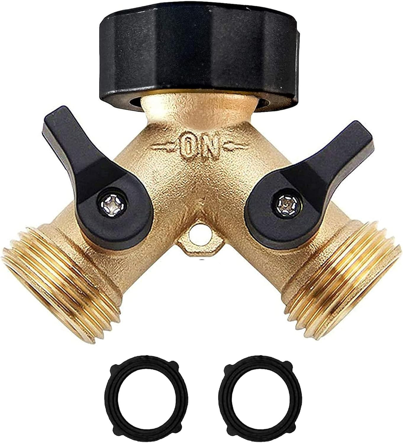 Brass Garden Hose Splitter 2 Way Heavy Duty, Brass Hose Y Splitter 2 Valves, Y C