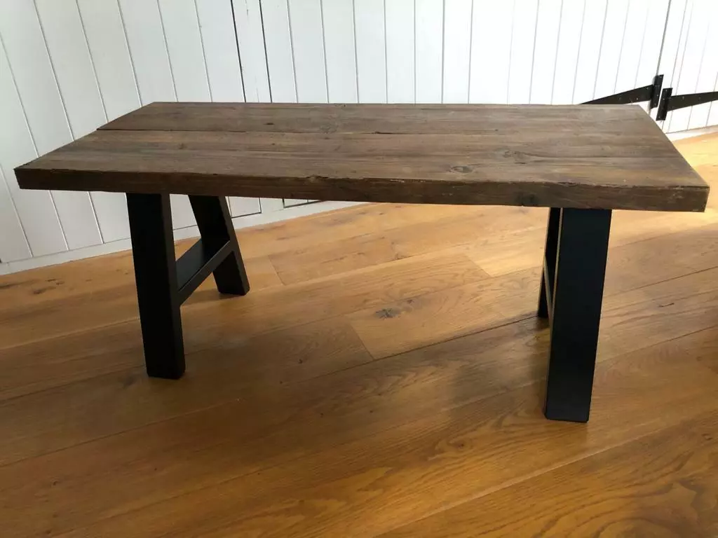 Reclaimed Rustic Wood Oak Trapezium X Leg A Frame Coffee Table Bespoke Sizes