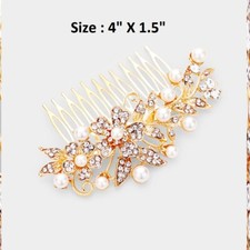Crystal Rhinestone Hair Comb Wedding Bridal Cocktail Stick Bar Pearl Flower Leaf
