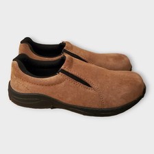 Brazos Shoes Womens Size 11B/M Brown Mesa Suede Work Leather Steel Toe Slip-On