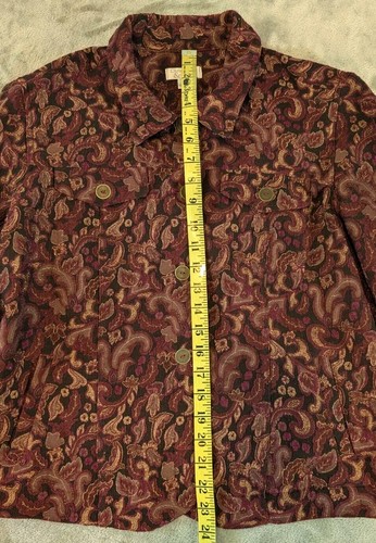 Christopher Banks Tapestry Collared Blazer Women's Large Maroon Missing Button - Picture 7 of 11