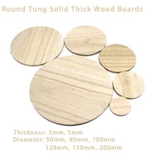 Round Tung Solid Thick Wood Boards Round Disc Wooden Sheet Plate DIY Craft Model