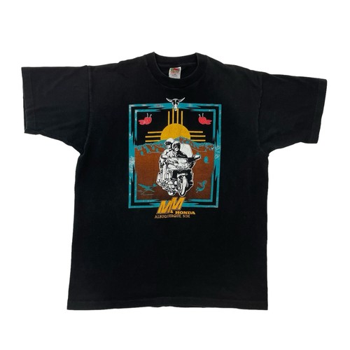 Vintage Honda Motorcycle M&M New Mexico Racing Single Stitch Shirt Sz XL Black