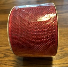 Mesh Ribbon 4" Inches Large 25 Yards Metallic Red
