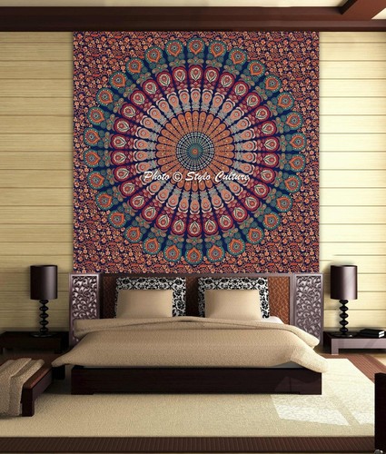 Indian Tapestry Wall Hanging Mandala Twin Hippie Bedspread Bohemian Decor Throw - Picture 14 of 25
