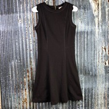 Michael Kors Dress Womens 2 Brown Sleeveless Fit Flare Knit Zipper Logo Ladies