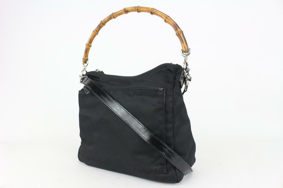 Bamboo handle2way bag／mesh black leather Bamboo handle2way bag／mesh black leather