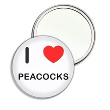 Peacocks I Love Heart Round Mirror Pocket Compact (55mm or 77mm)
