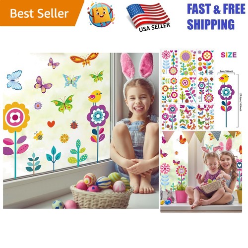 107PC Colorful Spring & Summer Window Clings - Floral & Butterfly Sticker Set - Bild 1 von 8