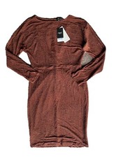 NEXT BROWN AND METALLIC BODYCON DRESS WITH KEYHOLE DETAILS SIZE 10