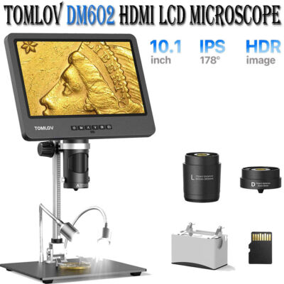 TOMLOV DM602 HDMI Digital Microscope 3*Lens 1500X Soldering Video for Coin View