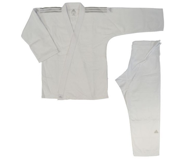 weiße adidas jacke mit goldenen streifen