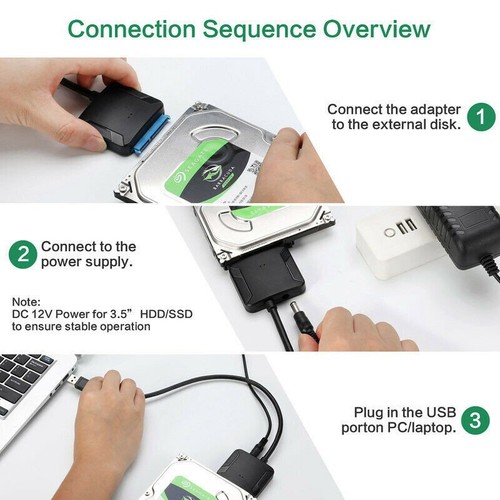 SSD Hard HDD Cable Adapter Drive Disk Converter SATA to USB 3.0 2.5/3.5 inch - Picture 6 of 6