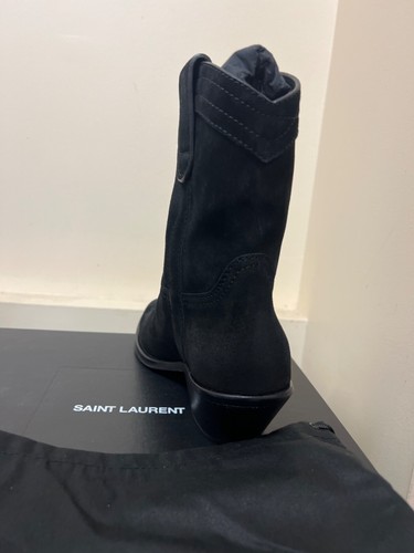 New Saint Laurent Black Suede Eastwood Western Boots Size 38 Retail $1,195 - Picture 4 of 7