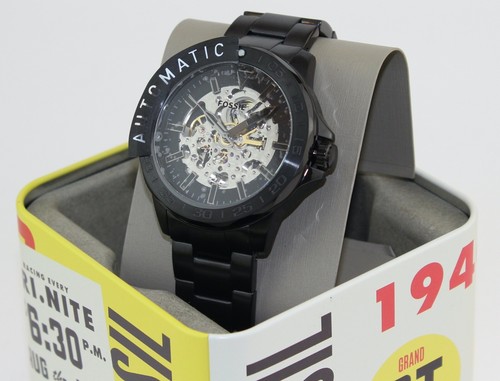 NEW AUTHENTIC AUTOMATIC FOSSIL BANNON SKELETON BLACK BQ2679 MEN'S WATCH