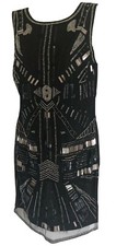 RED HERRING Beaded/Sequin Black Party DRESS  Size 10