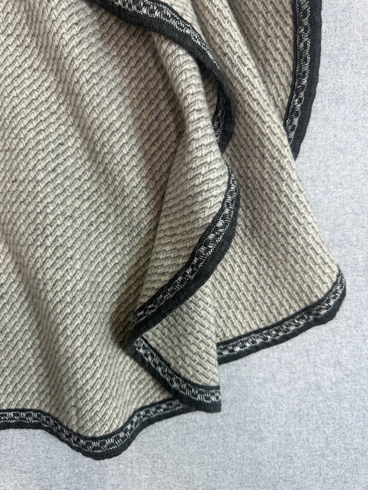 Poncho grueso tejido de lana capa talla única gris tostado inglés campo academia Foto 4 de 4