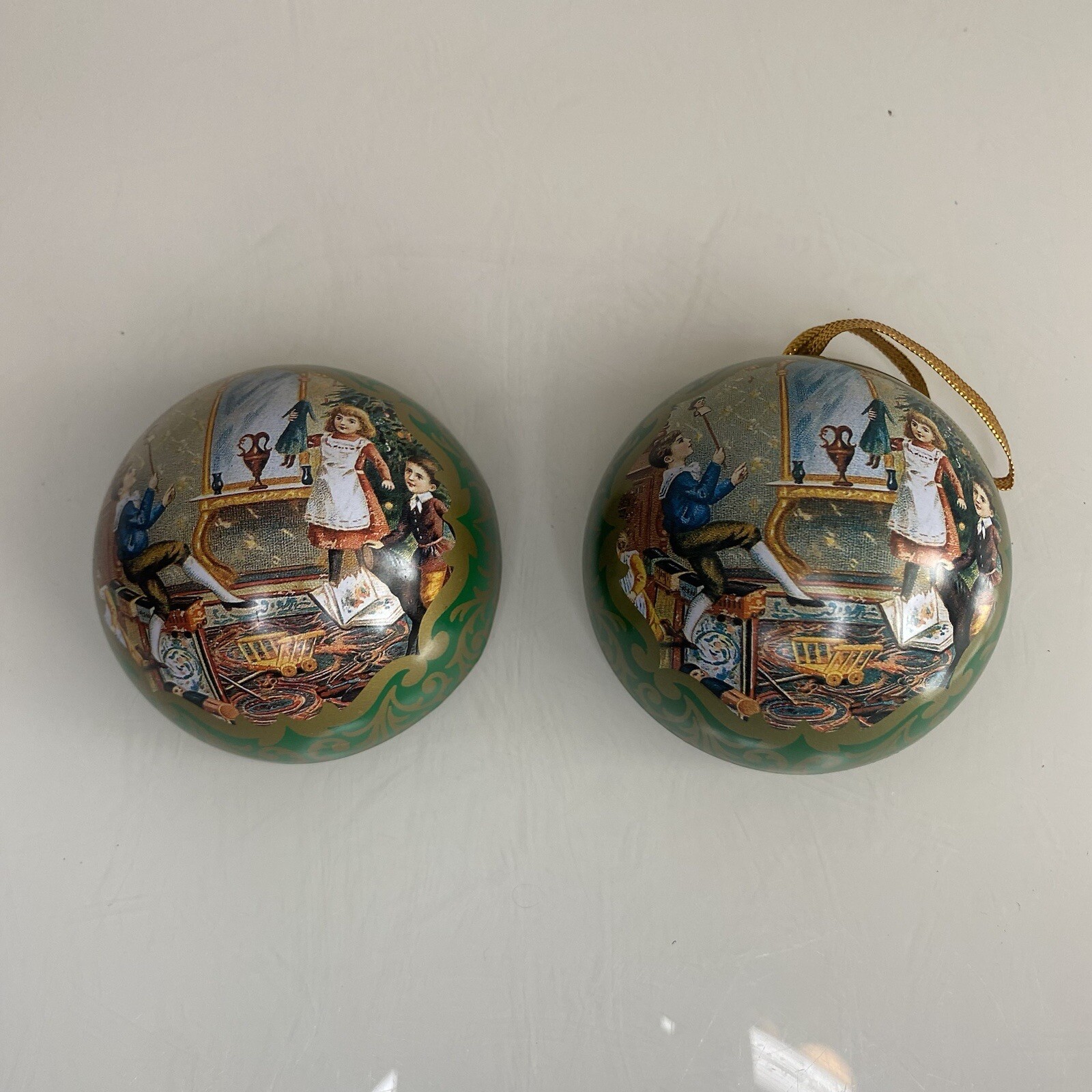 Christmas Metal Tin Tree Bauble Round Gift Tins Container Boxes (x3) Victorian eBay