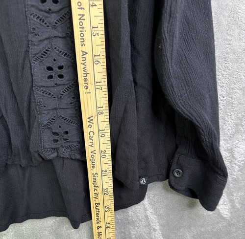 Volcom Shirt Women’s Small Black Peasant Blouse Top Long Sleeve - Picture 7 of 11