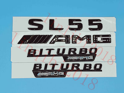 Gloss Black Flat '' SL55 AMG BITURBO '' Trunk Embl Badge Sticker for Mercedes Benz