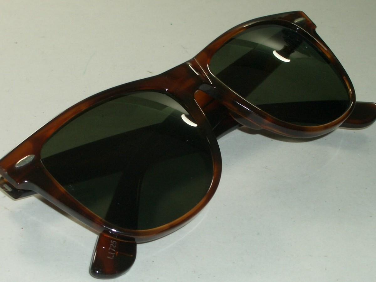 VINTAGE B&L RAY-BAN L1725 XWAS G15 UV CRYSTAL SHINY TORT WAYFARER