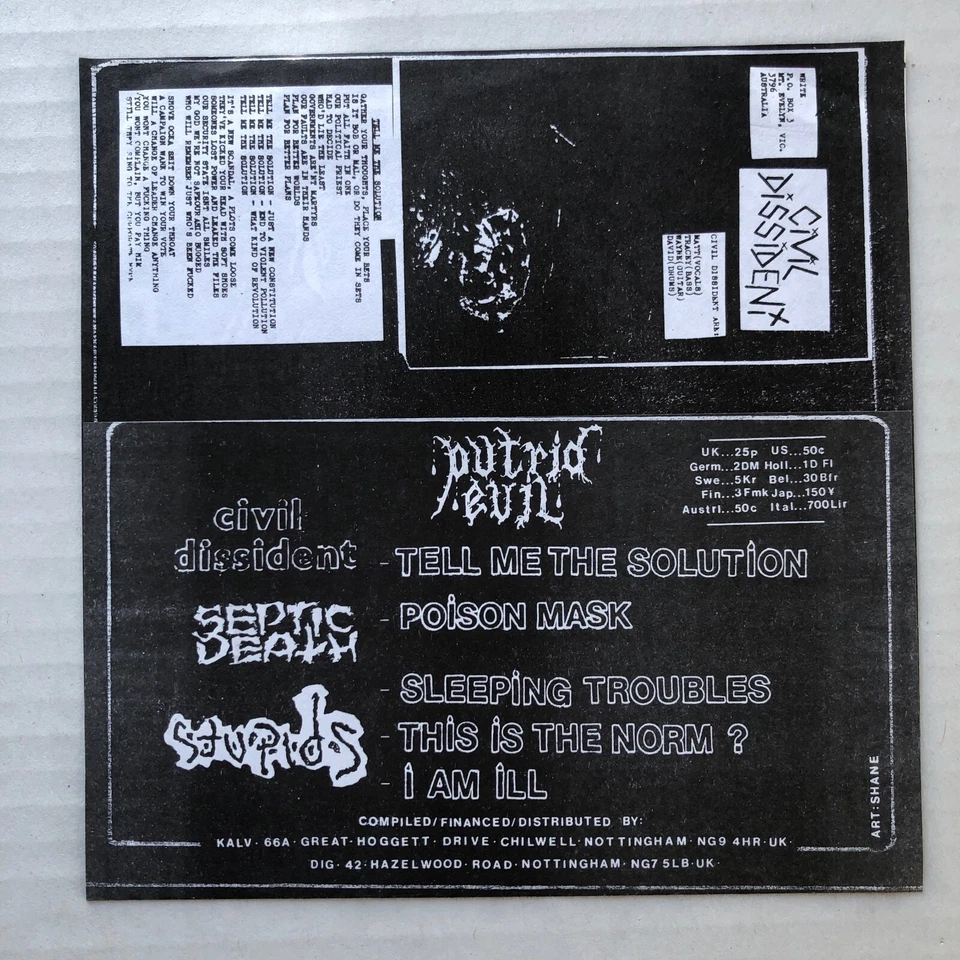Putrid Evil 1985 UK 7 " Flexi-Disc Civil Dissident Septische Death Kotzen Punk - Bild 2 von 4