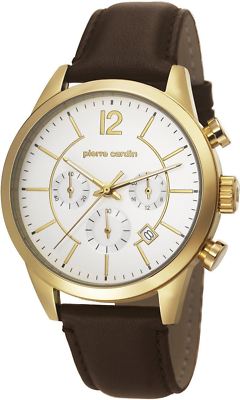 Pierre Cardin TROCA Herrenuhr Chronograph Edelstahl Lederband PC106591F13
