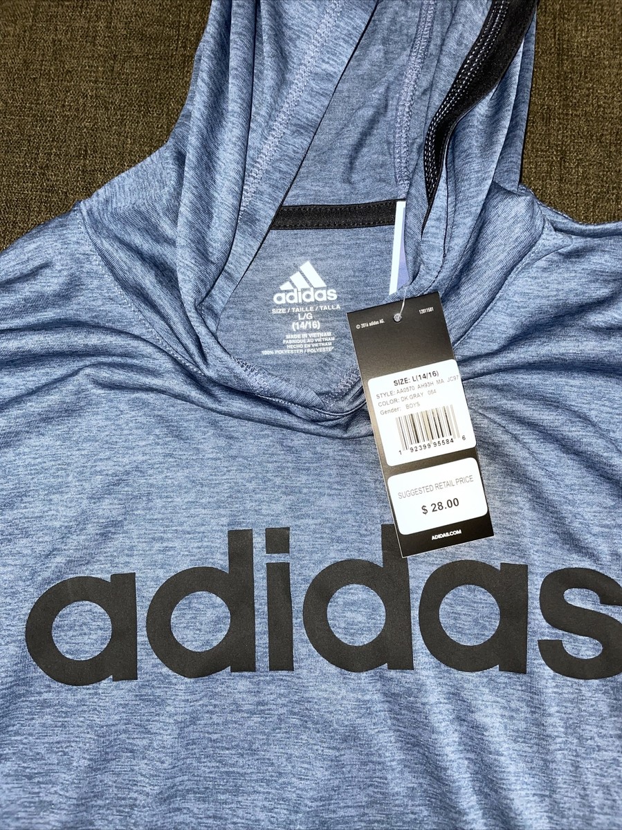 Adidas Boys Large - Climalite - Heather Blue Hoodie - BRAND NEW