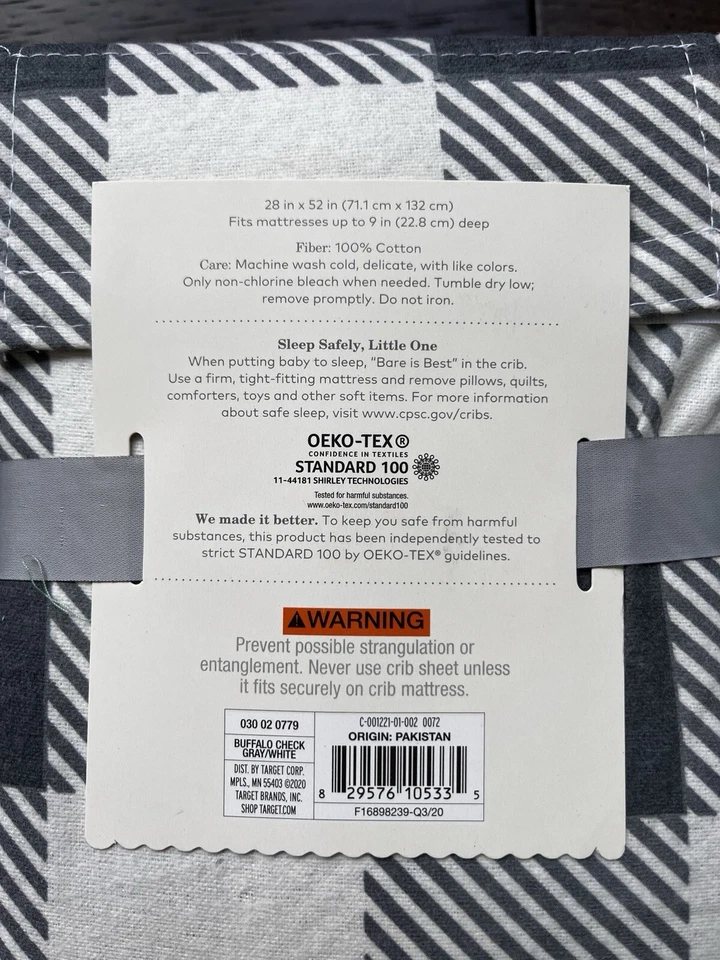 NUEVA Sábana Cuna Cloud Island Neutra Blanca Gris Carbón Ajustable Franela Foto 2 de 3
