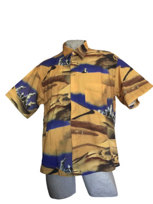 TYPE'S Herren Sommer Hemd Shirt Sahara Muster Vintage Baumwollmischung Gr. XL