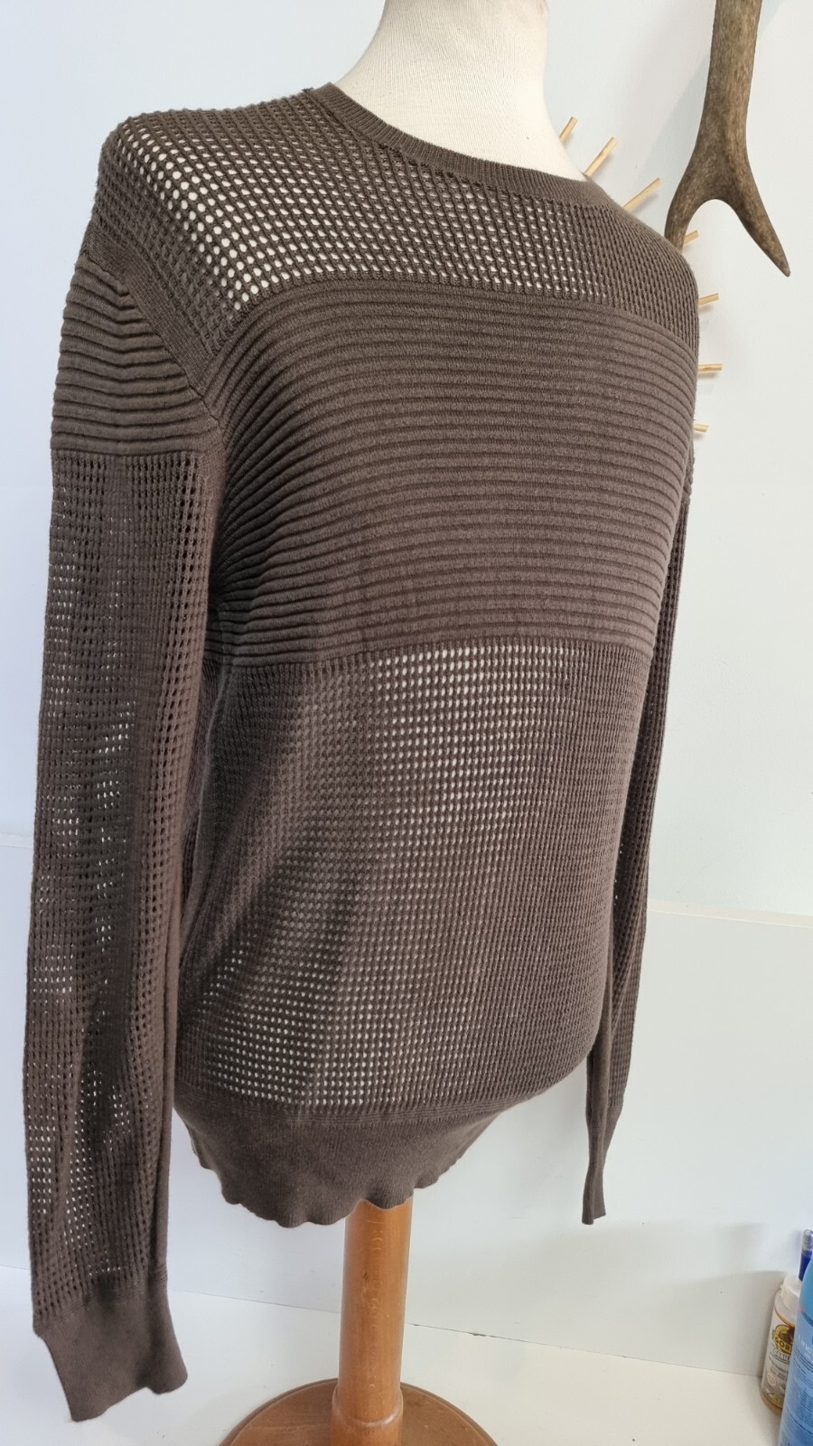 Allsaints Bratton Crew Jumoer Mens Cotton Blend Loose Knit Pullover Premium - M image 7