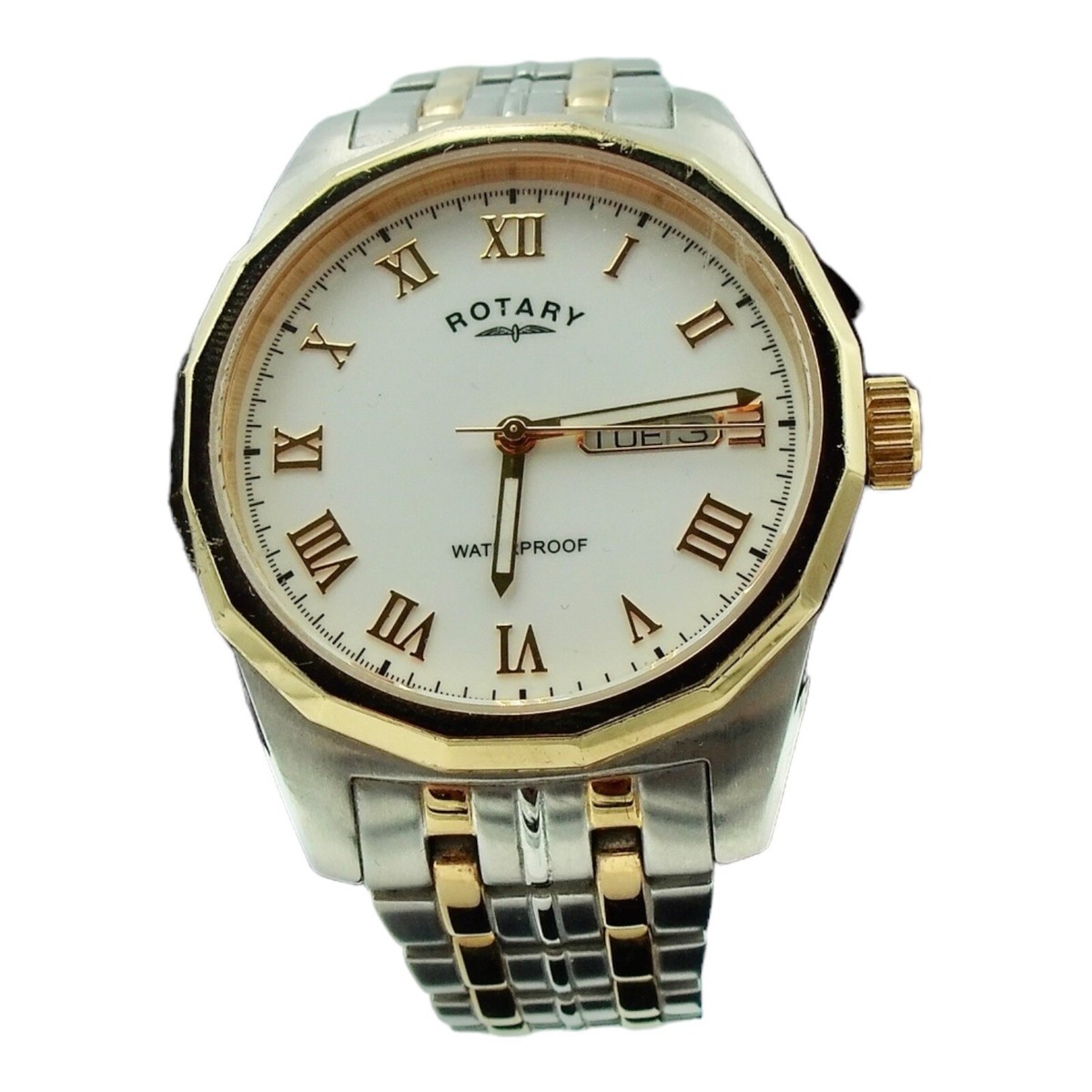 時計 ROTARY MILITARY EDITIONS $595 Vintage Rotary Men's Two Tone Gold Waterproof Watch GB02227