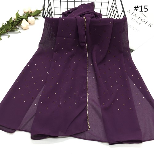 Strass Lang Schal Chiffon Damen Halstuch Kopfbedeckung Islamisches Kopftuch Tücher Neu - Bild 29 von 43