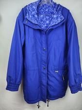 Vintage 80'S Tyrolia By Head Womens 10 Purple Reversible Ski Coat Jacket Bursts