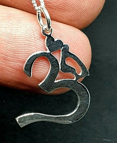 Om Necklace Pendant 925 Sterling Silver 18" Buddhist Jewellery Boxed Namaste - Picture 16 of 24