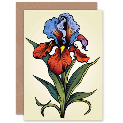 Einfache einzelne Iris Blume Geburtstag Danke Muttertag Blanko Grußkarte