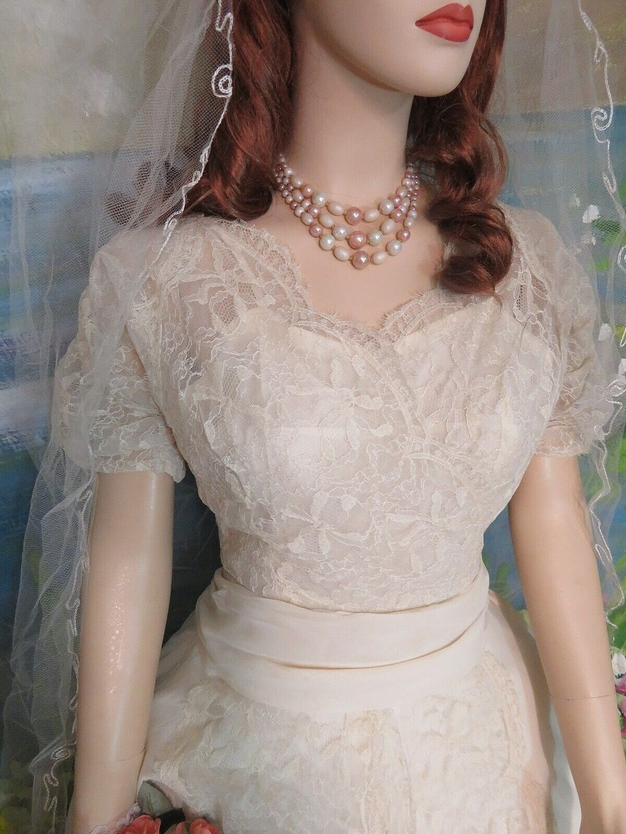 VINTAGE 1952 EMMA DOMB wedding DRESS gown SILK chiffon VINTAGE 1952 EMMA DOMB wedding DRESS gown SILK chiffon