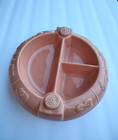 Vintage Pottery Baby Food Warmer Plate Divided w/ Original Plugs Pink — photo 5