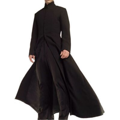 Mens Black Winter Warm Formal Trench Coat Long Jacket Woolen Overcoat | eBay