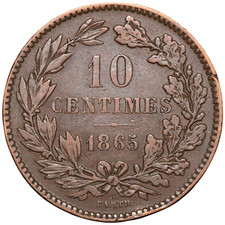 1865 A Luxemburg Willem III 10 Centimes Coin