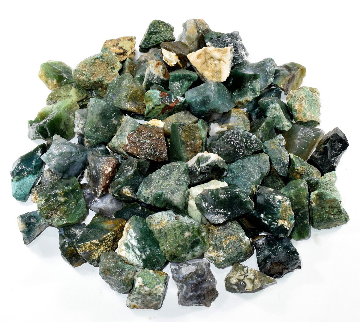 Natural Green Moss Agate Rough Stones Crystal Mineral Cabs - India