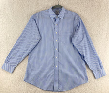 Brooks Brother Blue Striped Regent Button-Down Dress Shirt Mens Size Large
