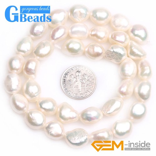 9-10mm Freeform Freshwater Pearl Gemstone Rice Beads For Jewelry Making 15" GB - Picture 6 of 27