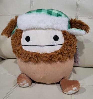 NWT Squishmallows Benny The Bigfoot 11'' Plush Toy - Brown W/ Green Plaid Hat