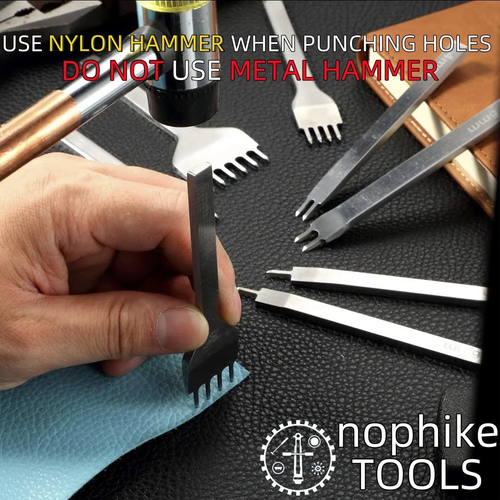 Leather Craft Kits Pricking Irons,Profession Diamond Lacing Stitching Chisel Set - Picture 3 of 12