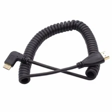90 Degree High Speed Mini HDMI-HDMI Coiled Cable 21"-71" -3D/1080P/Audio Return